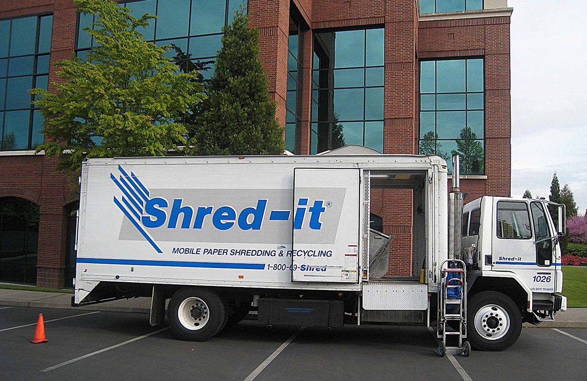 Shred-it Truck in Front of Building